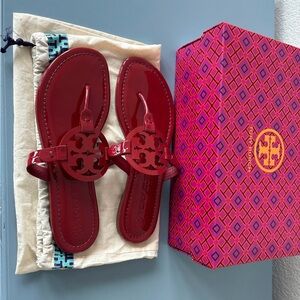 Tory Burch Vibrant Red Leather Sandals